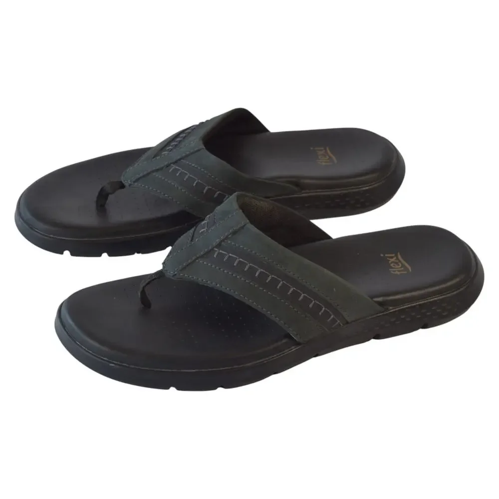 Black Leather Sandals Men Size 8.5 – Comfortable Slip-On Shoes